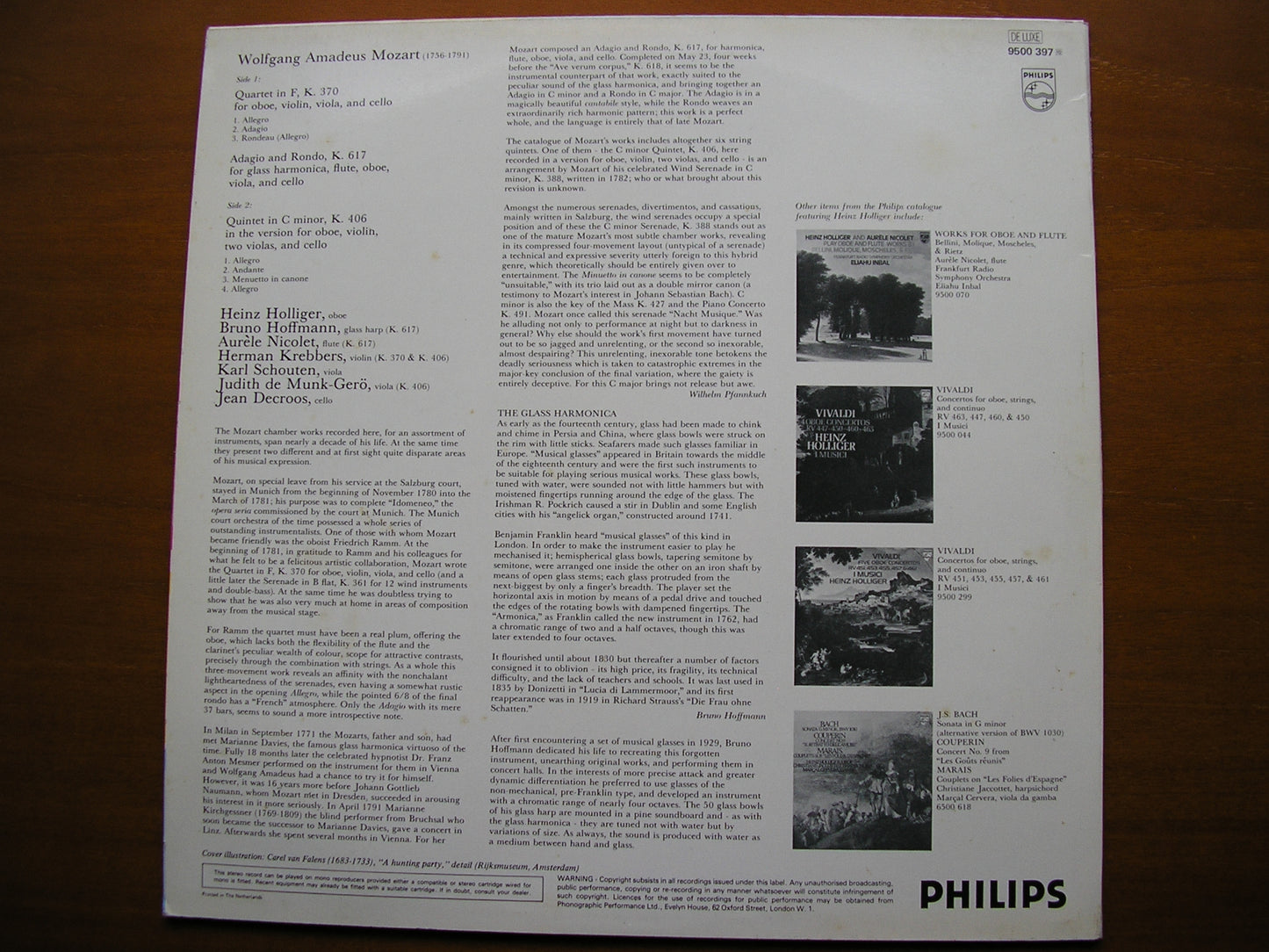 MOZART: OBOE QUARTET / OBOE QUINTET / ADAGIO & RONDO     HOLLIGER      9500 397