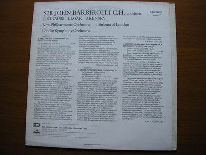 STRAUSS: METAMORPHOSEN / ELGAR: SERENADE / ARENSKY: VARIATIONS      BARBIROLLI /  LSO / NPO       ASD 2830