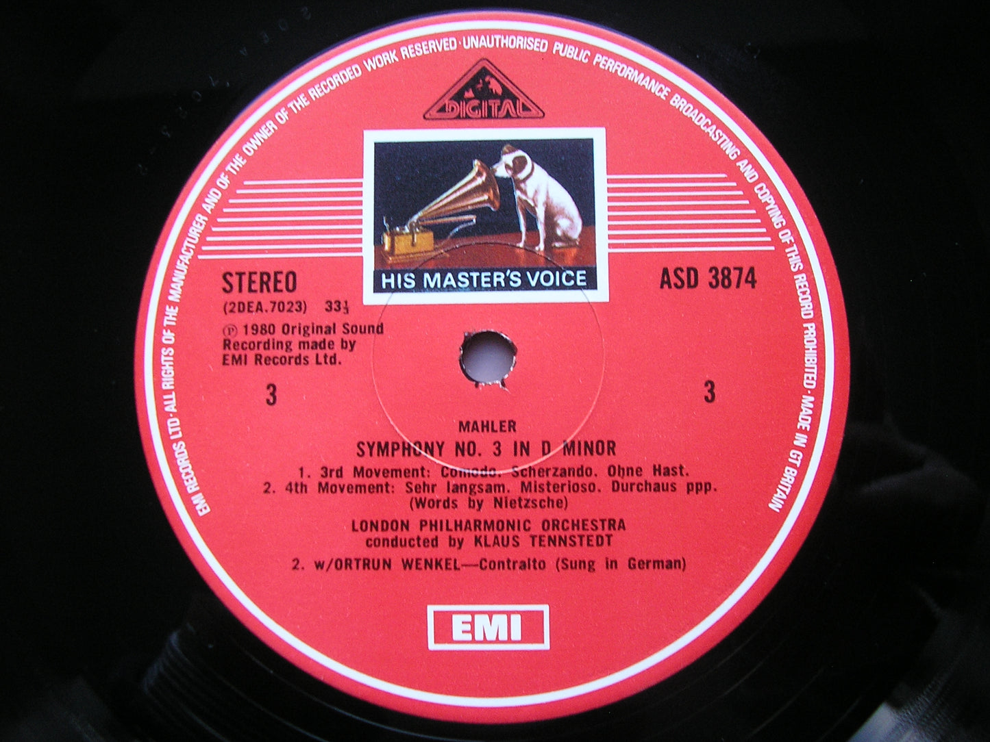 MAHLER: SYMPHONY No. 3   ORTRUN WENKEL / LONDON PHILHARMONIC / KLAUS TENNSTEDT    SLS 5195