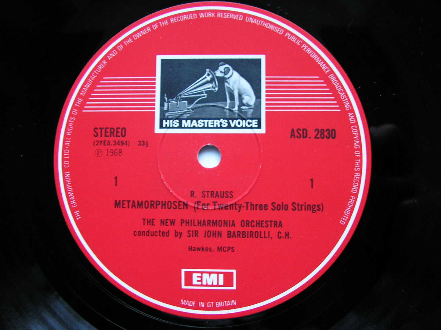 STRAUSS: METAMORPHOSEN / ELGAR: SERENADE / ARENSKY: VARIATIONS      BARBIROLLI /  LSO / NPO       ASD 2830
