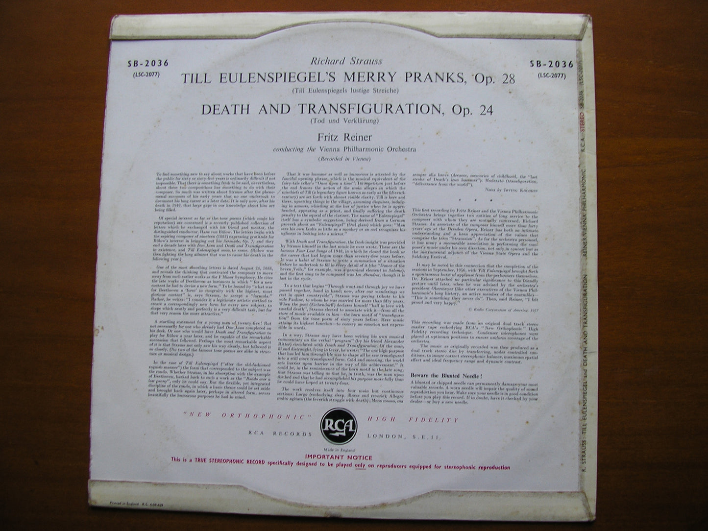 STRAUSS: TILL EULENSPIEGEL / TOD UND VERKLARUNG       REINER / CHICAGO SYMPHONY      SB 2036