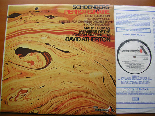 SCHOENBERG: PIERROT LUNAIRE SOLOISTS / LONDON SINFONIETTA / ATHERTON SDD 520