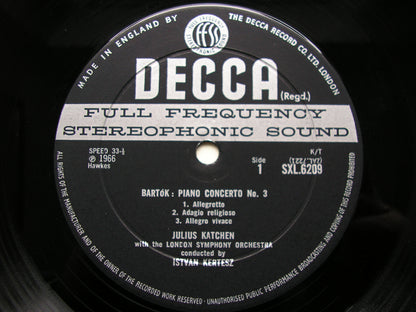 SXL 6209  BARTOK: PIANO CONCERTO No. 3 / RAVEL: PIANO CONCERTO in G      KATCHEN / LONDON SYMPHONY / KERTESZ     ED2