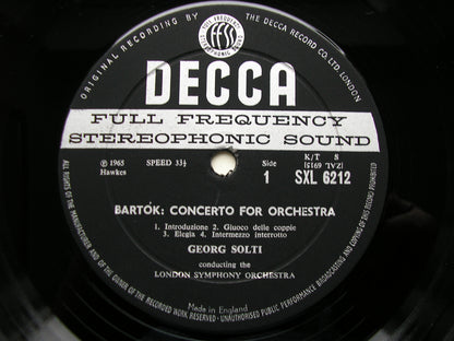 SXL 6212  BARTOK: CONCERTO FOR ORCHESTRA / DANCE SUITE    SOLTI / LONDON SYMPHONY    ED1