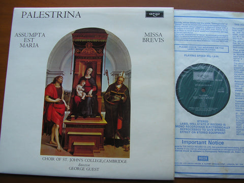 PALESTRINA: ASSUMPTA EST MARIA / MISSA BREVIS   CHOIR OF ST JOHN'S COLLEGE, CAMBRIDGE / GUEST     ZRG 690