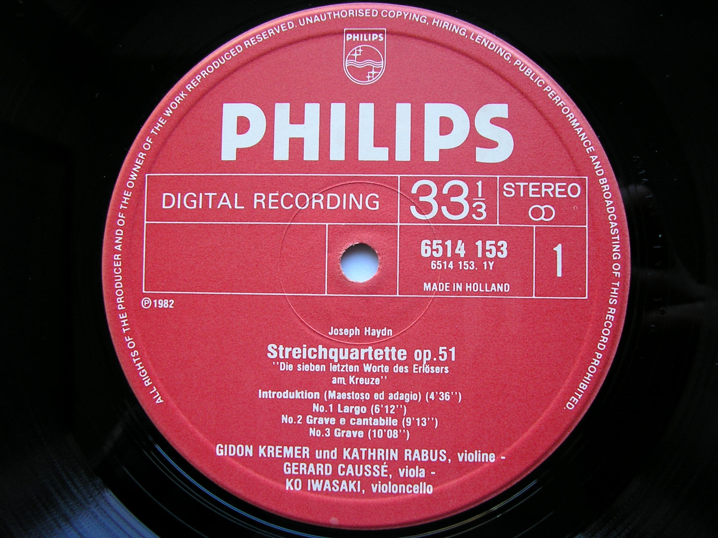 HAYDN: STRING QUARTETS Op. 51  'The Seven Last Words From The Cross'   KREMER / RABUS / CAUSSE / IWASAKI      6514 153