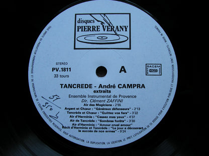 CAMPRA: TANCREDE   (1702)     SOLOISTS / PROVENCE INSTRUMENTAL ENSEMBLE / ZAFFINI      PV 1811