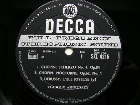 SXL 6215  CHOPIN / DEBUSSY / RAVEL: PIANO MUSIC      ASHKENAZY      ED1