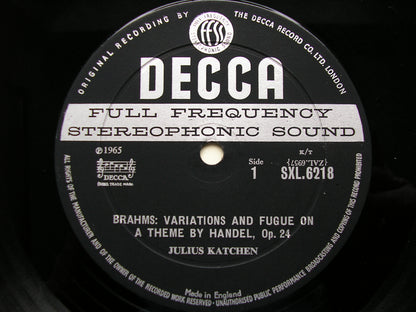 SXL 6218  BRAHMS: COMPLETE PIANO WORKS  Volume 7     JULIUS KATCHEN     ED1