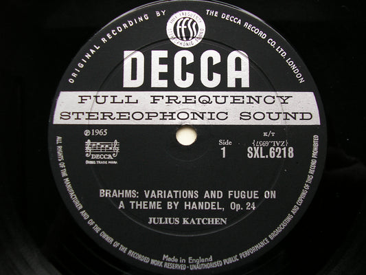 SXL 6218  BRAHMS: COMPLETE PIANO WORKS  Volume 7     JULIUS KATCHEN     ED1