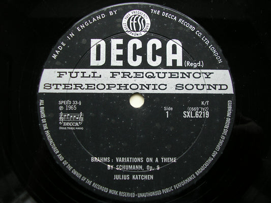 SXL 6219  BRAHMS: COMPLETE PIANO WORKS  Volume 6       JULIUS KATCHEN    ED2
