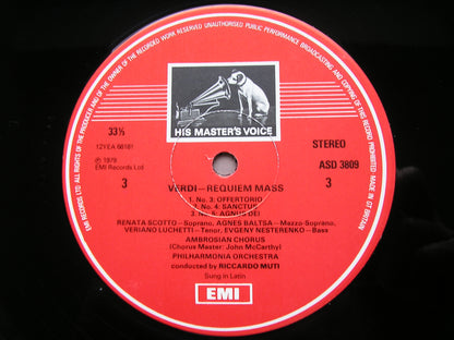 VERDI: REQUIEM  SCOTTO / BALTSA / LUCHETTI / NESTERENKO / PHILHARMONIA ORCHESTRA / MUTI     2LP    SLS 5185