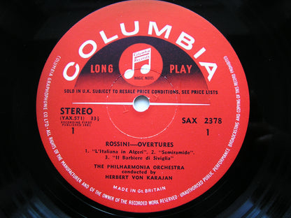 ROSSINI: SIX OVERTURES      KARAJAN / PHILHARMONIA      SAX 2378