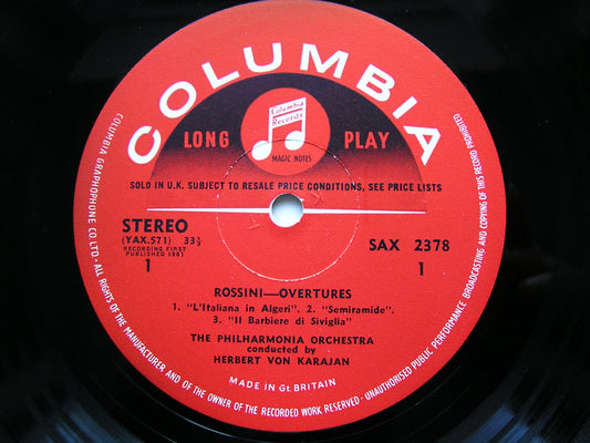 ROSSINI: SIX OVERTURES      KARAJAN / PHILHARMONIA      SAX 2378