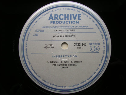 JOSQUIN: DEPLORATION SUR LA MORT D'OCKEGHEM / OCKEGHEM: MISSA PRO DEFUNCTIS     PRO CANTIONE ANTIQUA / TURNER      2533 145