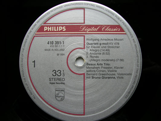 MOZART: PIANO QUARTETS K478 in G / K493 in E      GIURANNA / THE BEAUX ARTS TRIO    410 391