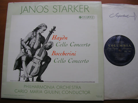 BOCCHERINI: CELLO CONCERTO / HAYDN: CELLO CONCERTO   JANOS STARKER / PHILHARMONIA / GIULINI    33CX 1665*