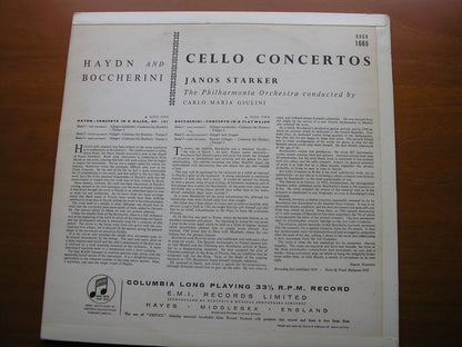 BOCCHERINI: CELLO CONCERTO / HAYDN: CELLO CONCERTO   JANOS STARKER / PHILHARMONIA / GIULINI    33CX 1665*