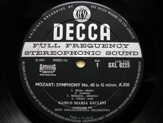SXL 6225  MOZART: SYMPHONIES Nos. 40 & 41     GIULINI / NEW PHILHARMONIA    ED1