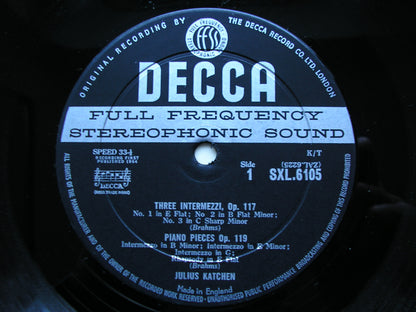 SXL 6105  BRAHMS: COMPLETE PIANO WORKS  Volume 1       JULIUS KATCHEN     ED1