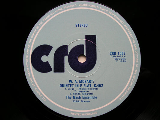 MOZART: PIANO QUINTET K452 / BEETHOVEN: PIANO QUARTET Op. 16      THE NASH ENSEMBLE      CRD 1067