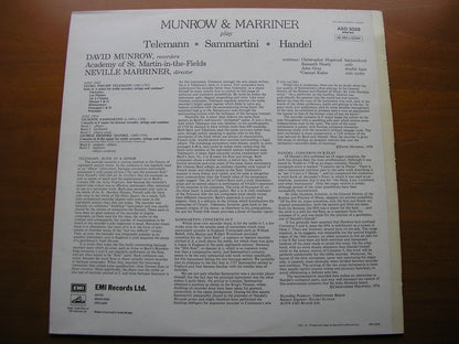 TELEMANN / SAMMARTINI / HANDEL: SUITE / TWO CONCERTOS     DAVID MUNROW / ASMIF / NEVILLE MARRINER     ASD 3028