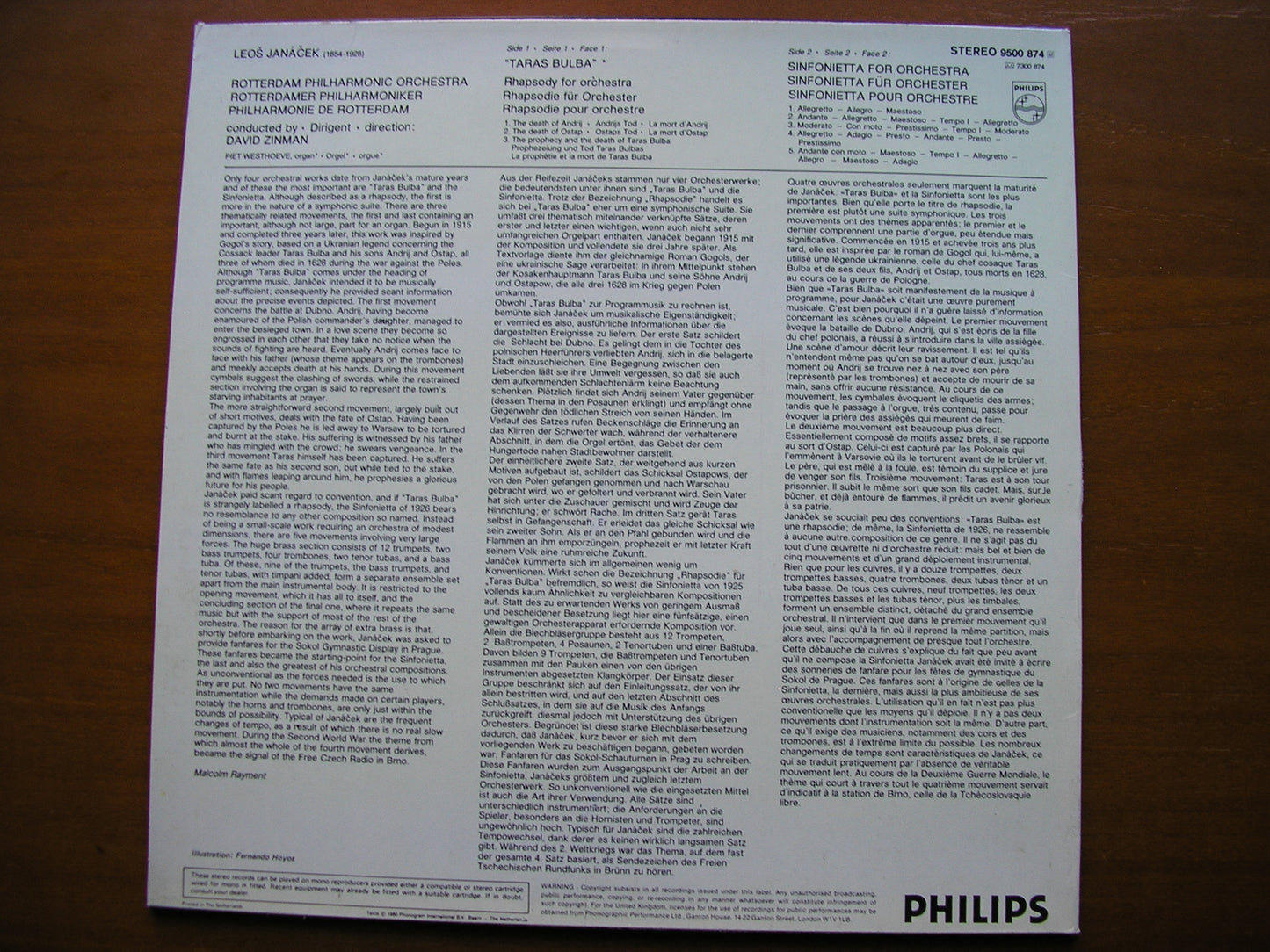 JANACEK: TARAS BULBA / SINFONIETTA      ZINMAN / ROTTERDAM PHILHARMONIC     9500 874