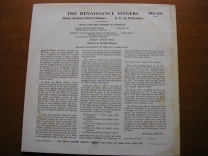 PALESTRINA: MISSA AETERNA CHRISTI MUNERA    THE RENAISSANCE SINGERS / HOWARD       ZRG 5186