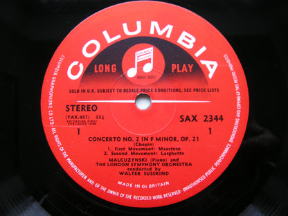 CHOPIN: PIANO CONCERTO No. 2 / FANTAISIE in F    MALCUZYNSKI / LONDON SYMPHONY / SUSSKIND      SAX 2344