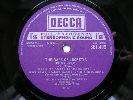 BRITTEN: THE RAPE OF LUCRETIA     SOLOISTS / ENGLISH CHAMBER ORCHESTRA / BRITTEN     2LP     SET 492/3