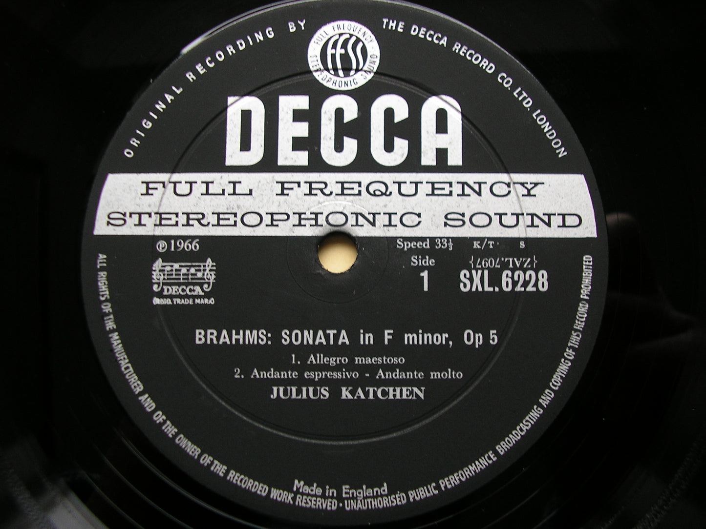 SXL 6228  BRAHMS: COMPLETE PIANO WORKS  Volume 8      JULIUS KATCHEN    ED1