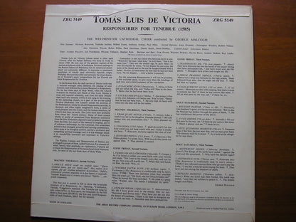VICTORIA: RESPONSORIES FOR TENEBRAE    WESTMINSTER CATHEDRAL CHOIR / MALCOLM    ZRG 5149