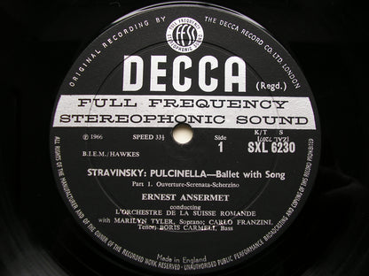 SXL 6230  STRAVINSKY: PULCINELLA  complete ballet  SOLOISTS / SUISSE ROMANDE / ANSERMET    ED1