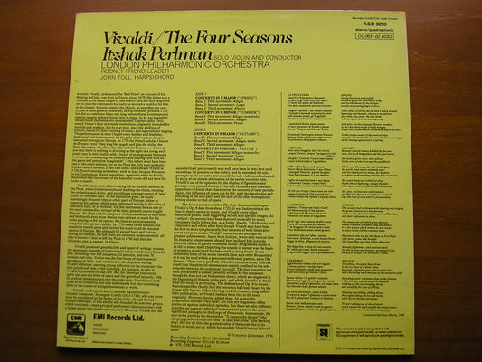VIVALDI: THE FOUR SEASONS      PERLMAN / LONDON PHILHARMONIC ORCHESTRA     ASD 3293