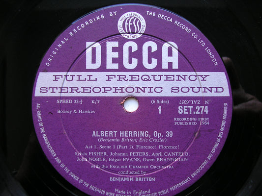 BRITTEN: ALBERT HERRING    SOLOISTS / ENGLISH CHAMBER ORCHESTRA / BRITTEN     3LP      SET 274 / 6