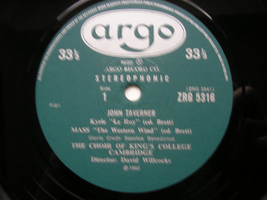 TAVERNER: MASS 'The Western Wind' / KYRIE       KING'S COLLEGE CHOIR, CAMBRIDGE / DAVID WILLCOCKS   ZRG 5316