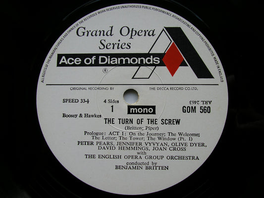 BRITTEN: THE TURN OF THE SCREW      SOLOISTS / ENGLISH OPERA GROUP ORCHESTRA / BRITTEN     2LP    GOM 560/1