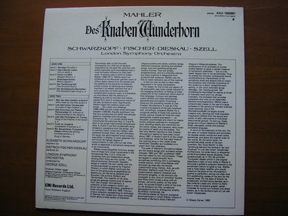 MAHLER: DES KNABEN WUNDERHORN     SCHWARZKOPF / FISCHER-DIESKAU / LONDON SYMPHONY / SZELL      ASD 1000981