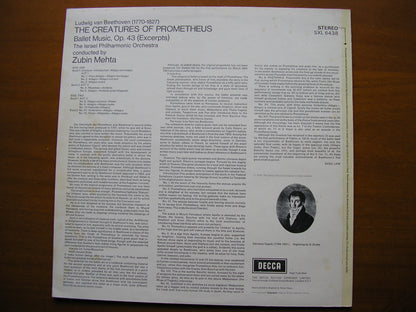 BEETHOVEN: THE CREATURES OF PROMETHEUS  ballet      MEHTA / ISRAEL PHILHARMONIC      SXL 6438
