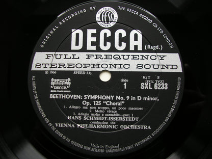 SXL 6233  BEETHOVEN: SYMPHONY No. 9  'Choral'     SOLOISTS / VIENNA PHILHARMONIC / SCHMIDT-ISSERSTEDT     ED1