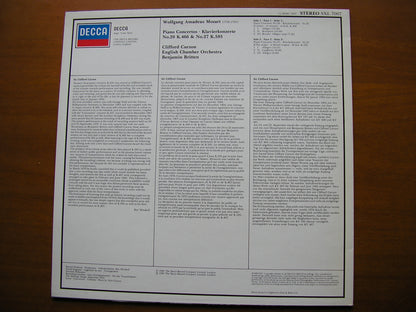 MOZART: PIANO CONCERTOS Nos. 20 & 27      CURZON / ENGLISH CHAMBER ORCHESTRA / BRITTEN     SXL 7007