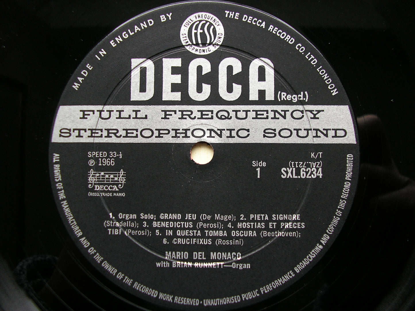 SXL 6234  MARIO DEL MONACO SINGS SACRED SONGS     BRIAN RUNNETT    ED2