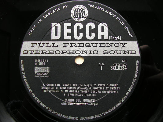 SXL 6234  MARIO DEL MONACO SINGS SACRED SONGS     BRIAN RUNNETT    ED2