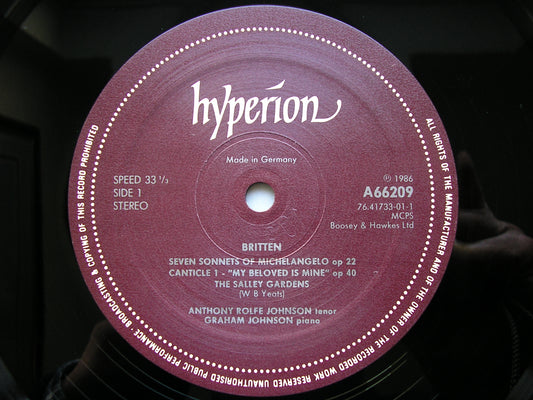BRITTEN: MICHELANGELO SONNETS / WINTER WORDS / FOUR FOLK SONGS      ROLFE JOHNSON / GRAHAM JOHNSON      A66209