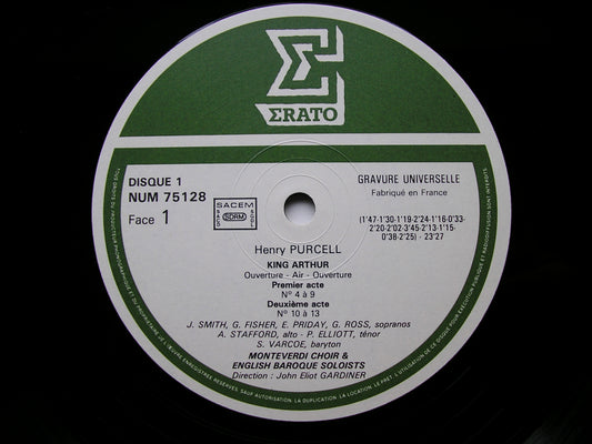 PURCELL: KING ARTHUR  (1691)      SOLOISTS / ENGLISH BAROQUE SOLOISTS / GARDINER    2LP      NUM 751272