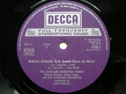 BERLIOZ: REQUIEM      RIEGEL / CLEVELAND ORCHESTRA & CHORUS / MAAZEL   2LP    D137D2
