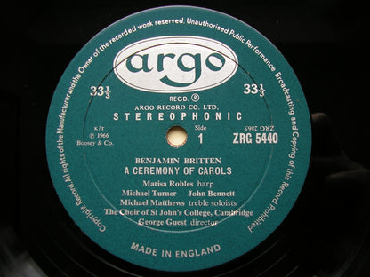 BRITTEN: A CEREMONY OF CAROLS / MISSA BREVIS     SOLOISTS / ST JOHN'S COLLEGE CMBRIDGE / GUEST     ZRG 5440