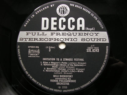 SXL 6242/4  INVITATION TO A STRAUSS FESTIVAL: MUSIC OF THE STRAUSS FAMILY    BOSKOVSKY / VIENNA PHILHARMONIC    3LP     ED2