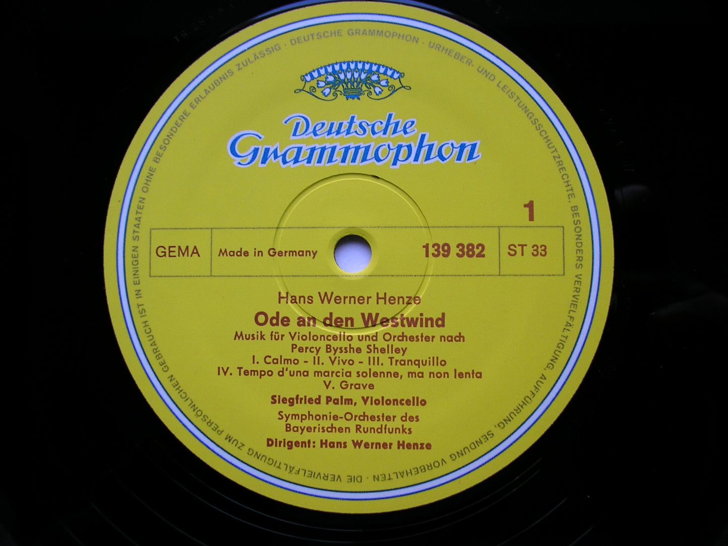 HENZE: ODE TO THE WEST WIND / VIOLIN CONCERTO    PALM / SCHNEIDERHAN / BAVARIAN RADIO SYMPHONY / HENZE     139 382