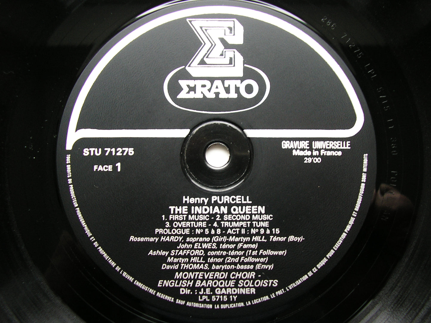 PURCELL: THE INDIAN QUEEN  (1695)       SOLOISTS / ENGLISH BAROQUE SOLOISTS / GARDINER     STU 71275